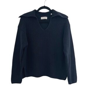 Marc O'Polo Organic Cotton Navy Blue Chunky Fisherman Knit Sweater Pullover M